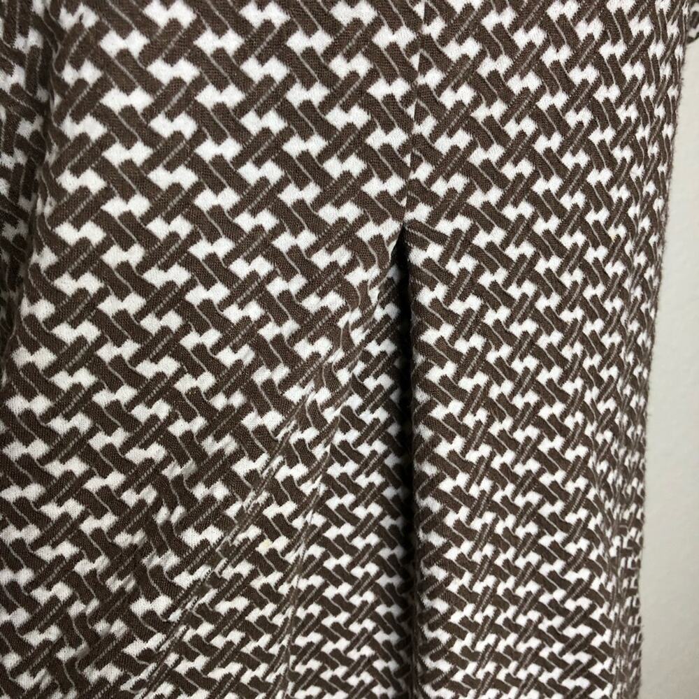 Tyler Boe brown white geometric knit collared shift dress size Medium - Picture 6 of 16